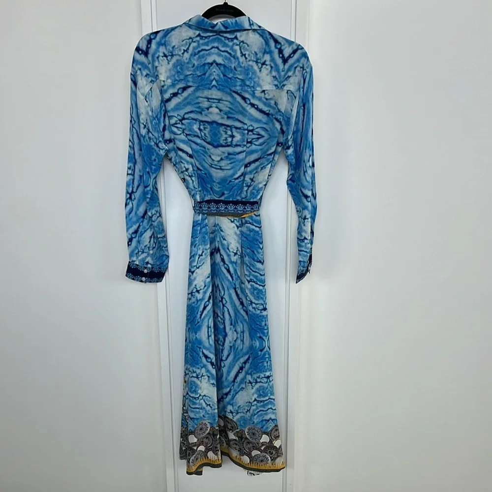 Small blue 100% silk dress by Moda Baronessa - Picture 8 of 9